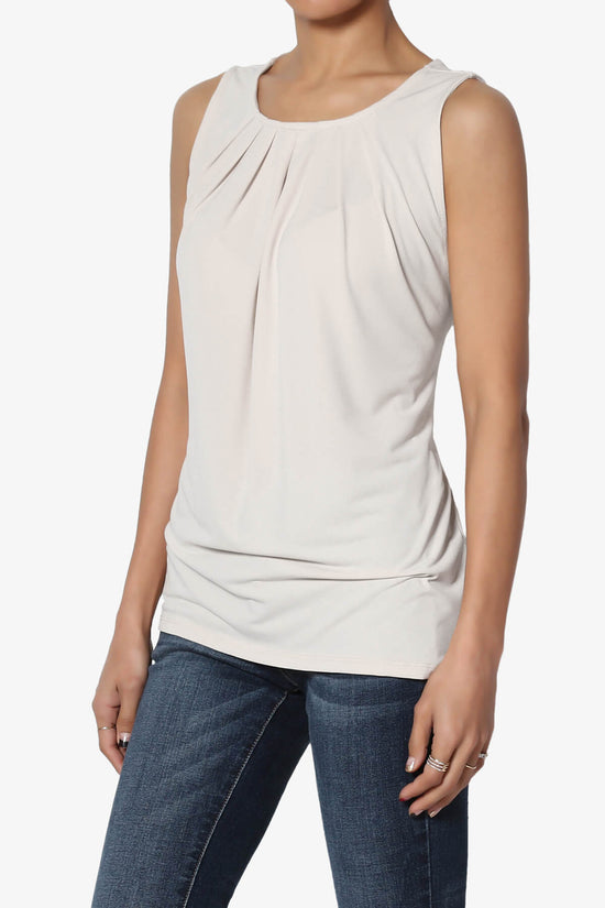 Chaffee Pleat Neck Tank Top BONE_3