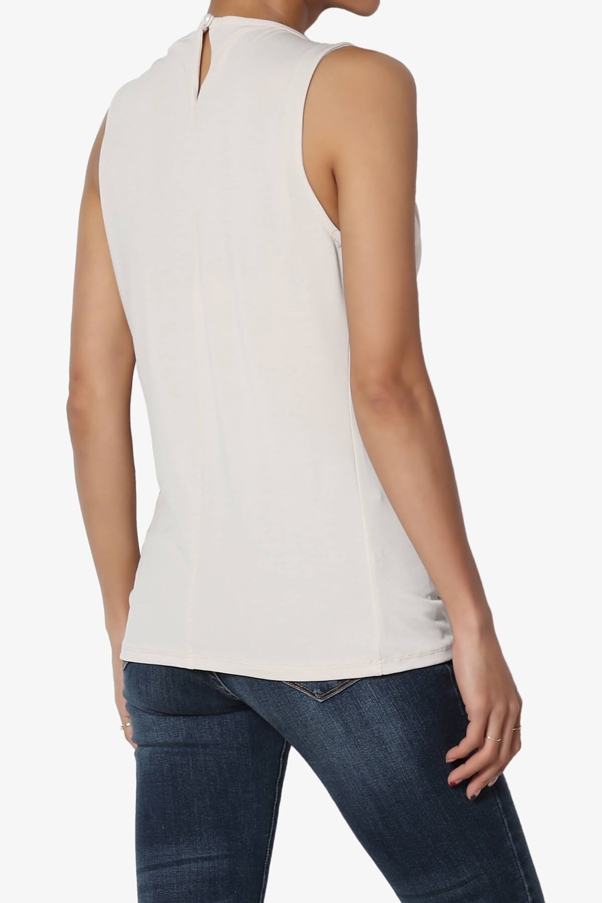 Chaffee Pleat Neck Tank Top BONE_4