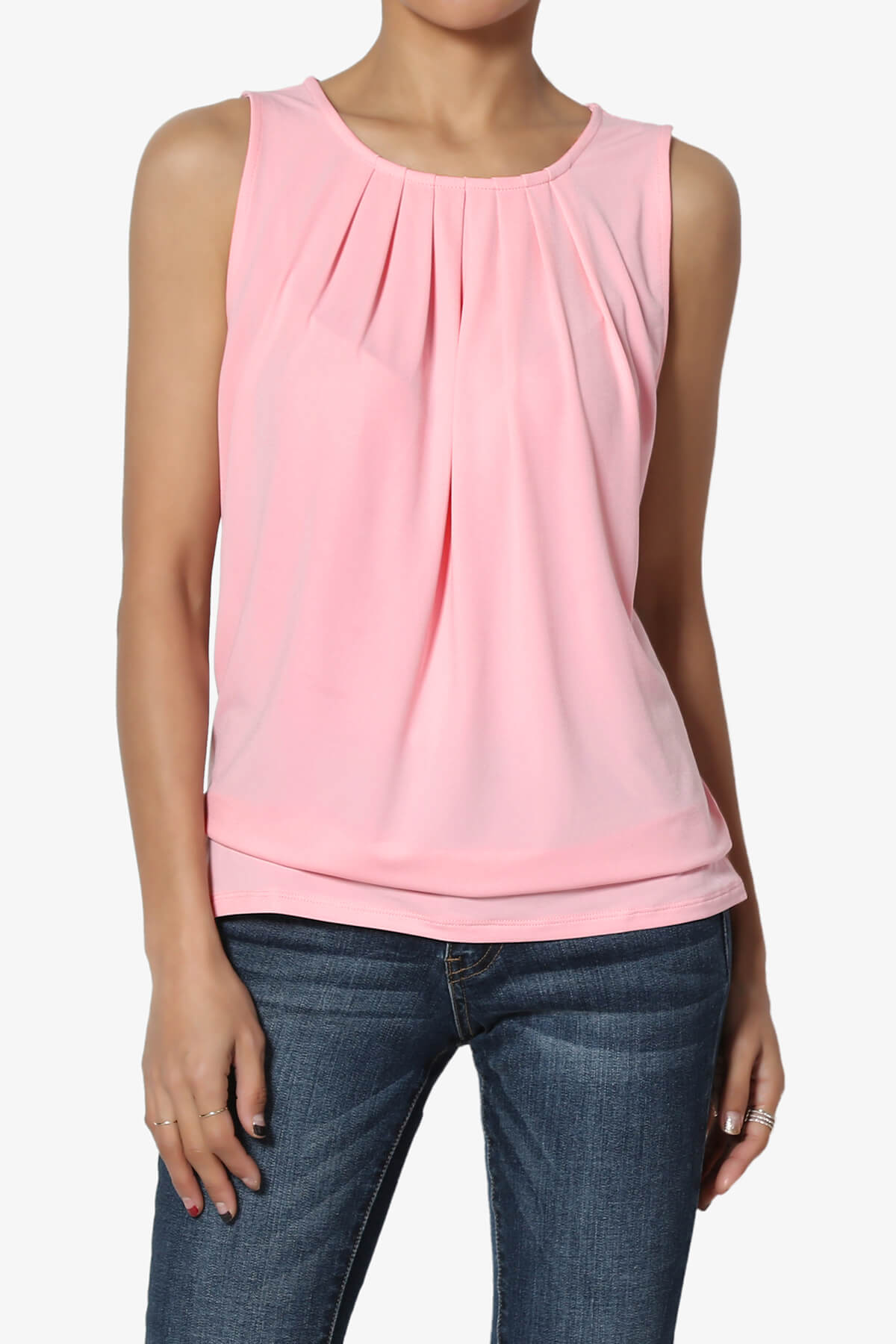 Load image into Gallery viewer, Chaffee Pleat Neck Tank Top BRIGHT PINK_1
