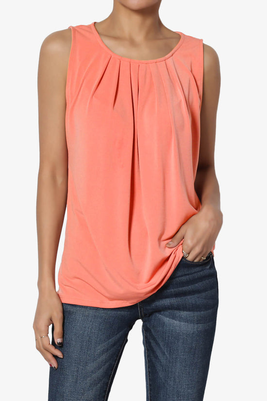 Chaffee Pleat Neck Tank Top CORAL_1