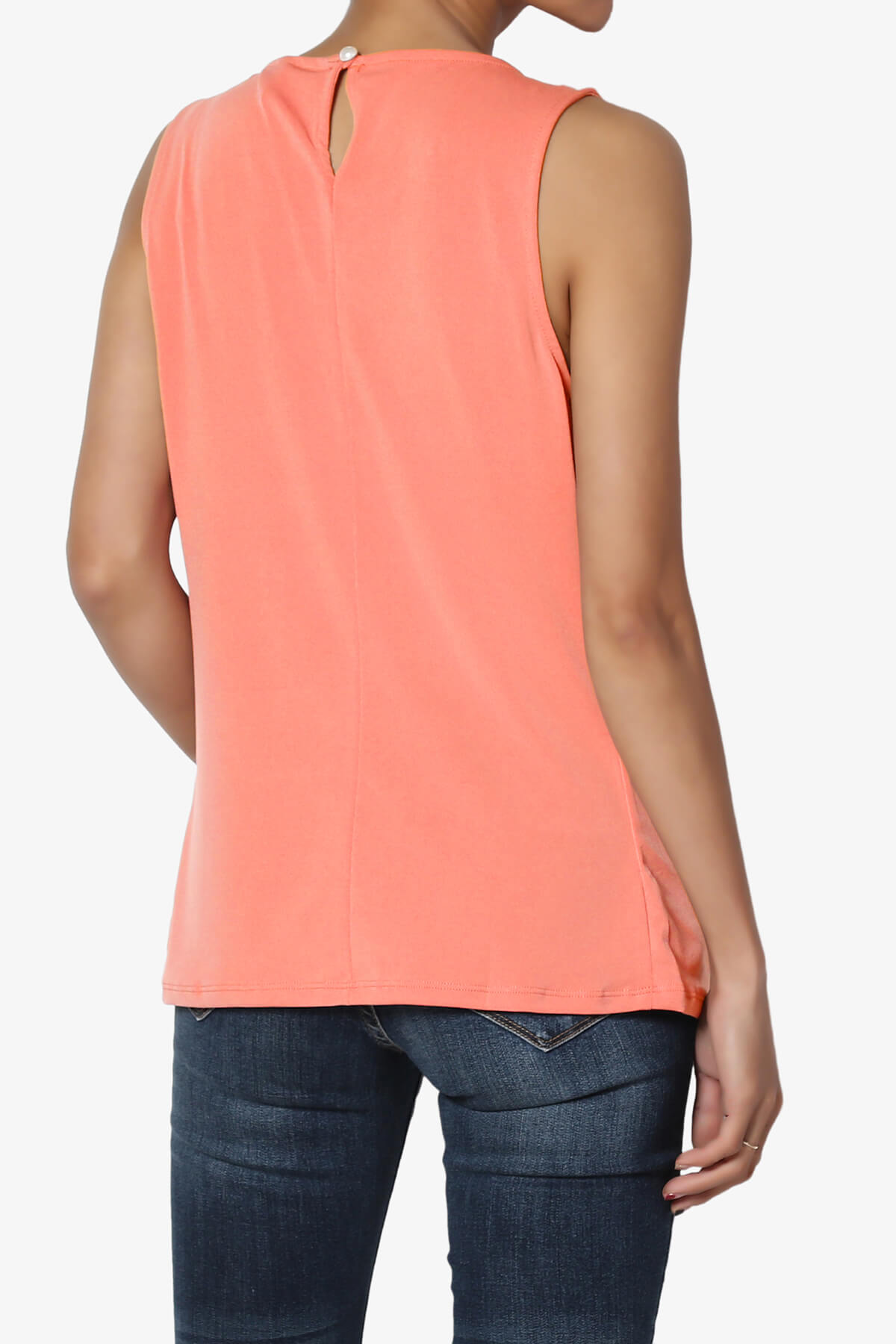 Chaffee Pleat Neck Tank Top CORAL_2