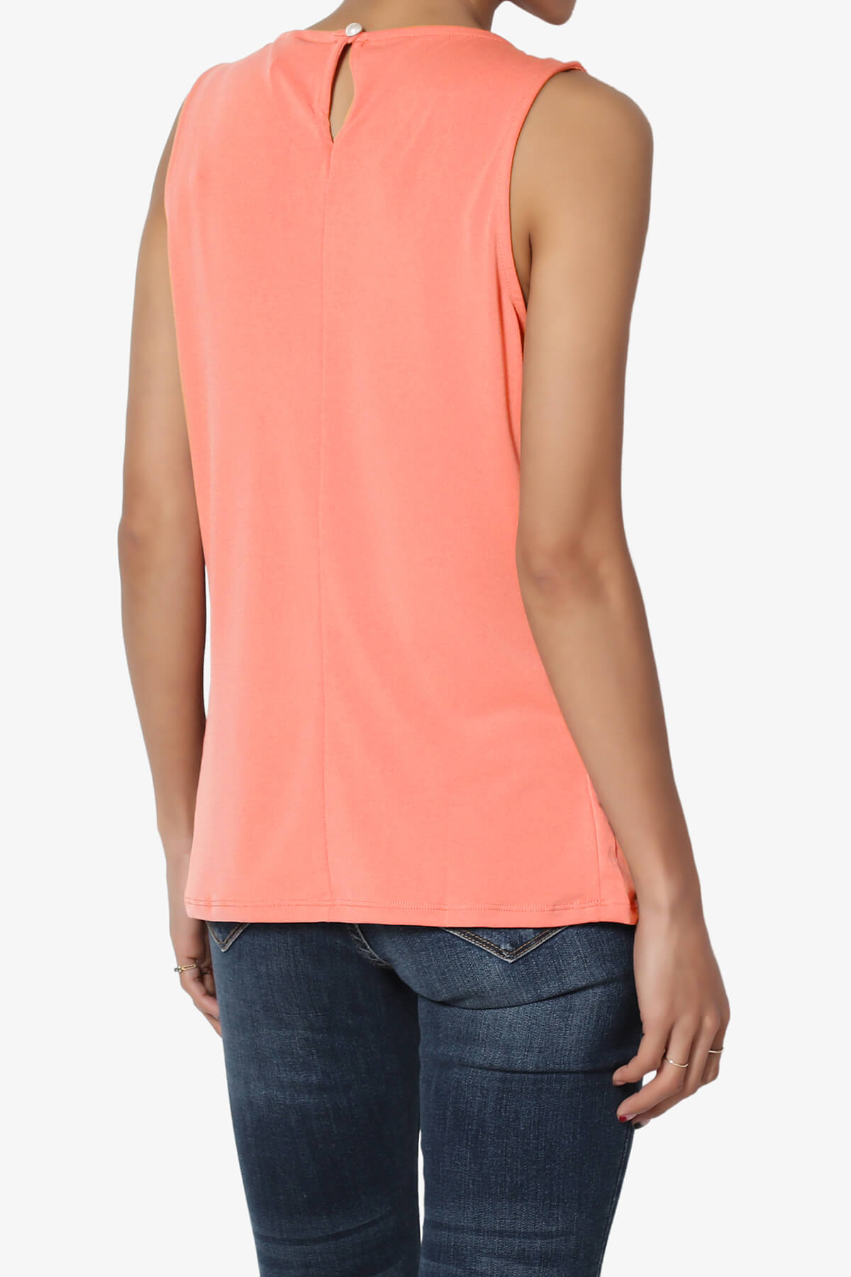 Load image into Gallery viewer, Chaffee Pleat Neck Tank Top CORAL_4
