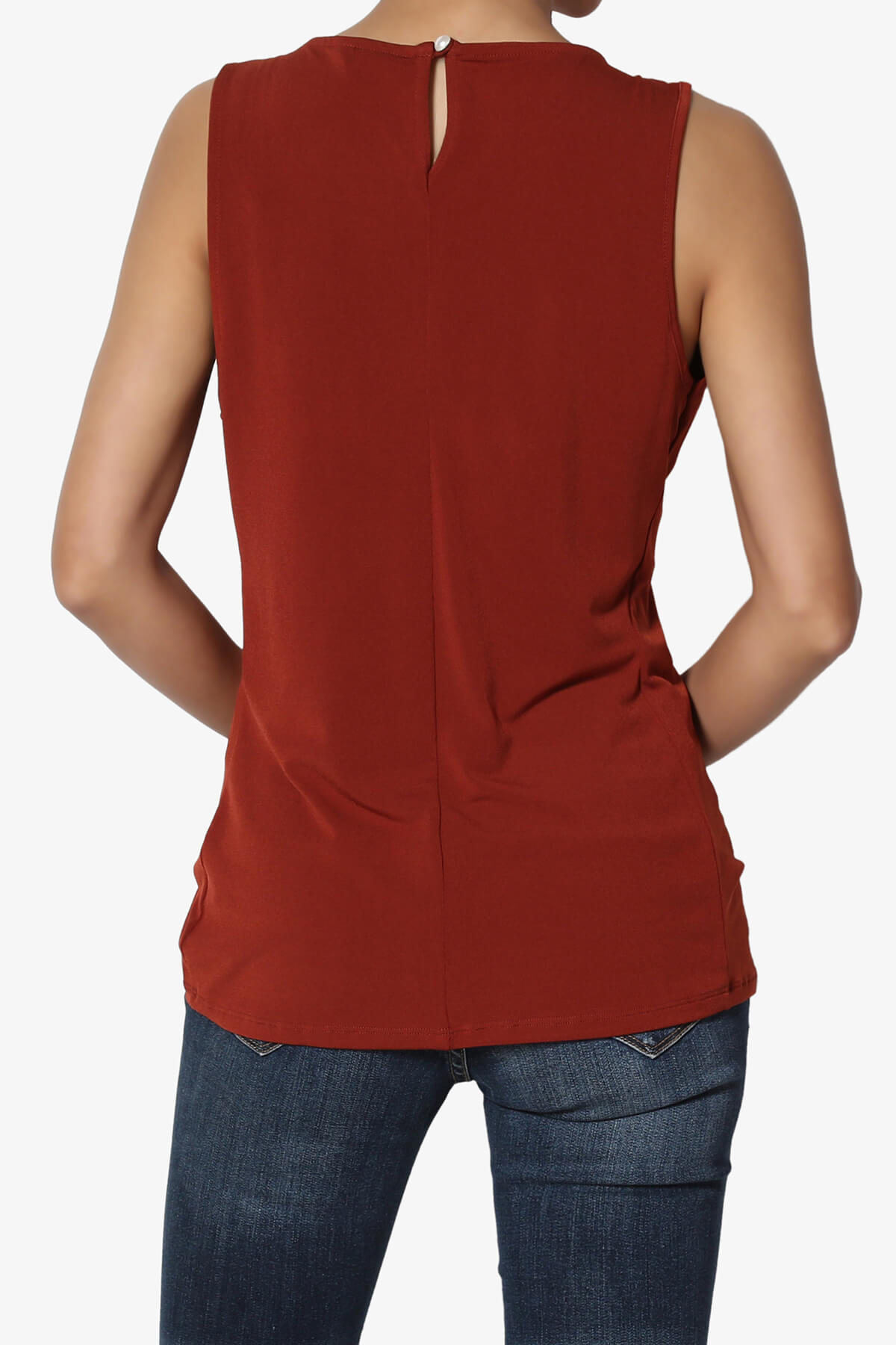Load image into Gallery viewer, Chaffee Pleat Neck Tank Top DARK RUST_2
