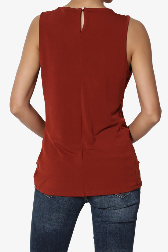 Chaffee Pleat Neck Tank Top DARK RUST_2