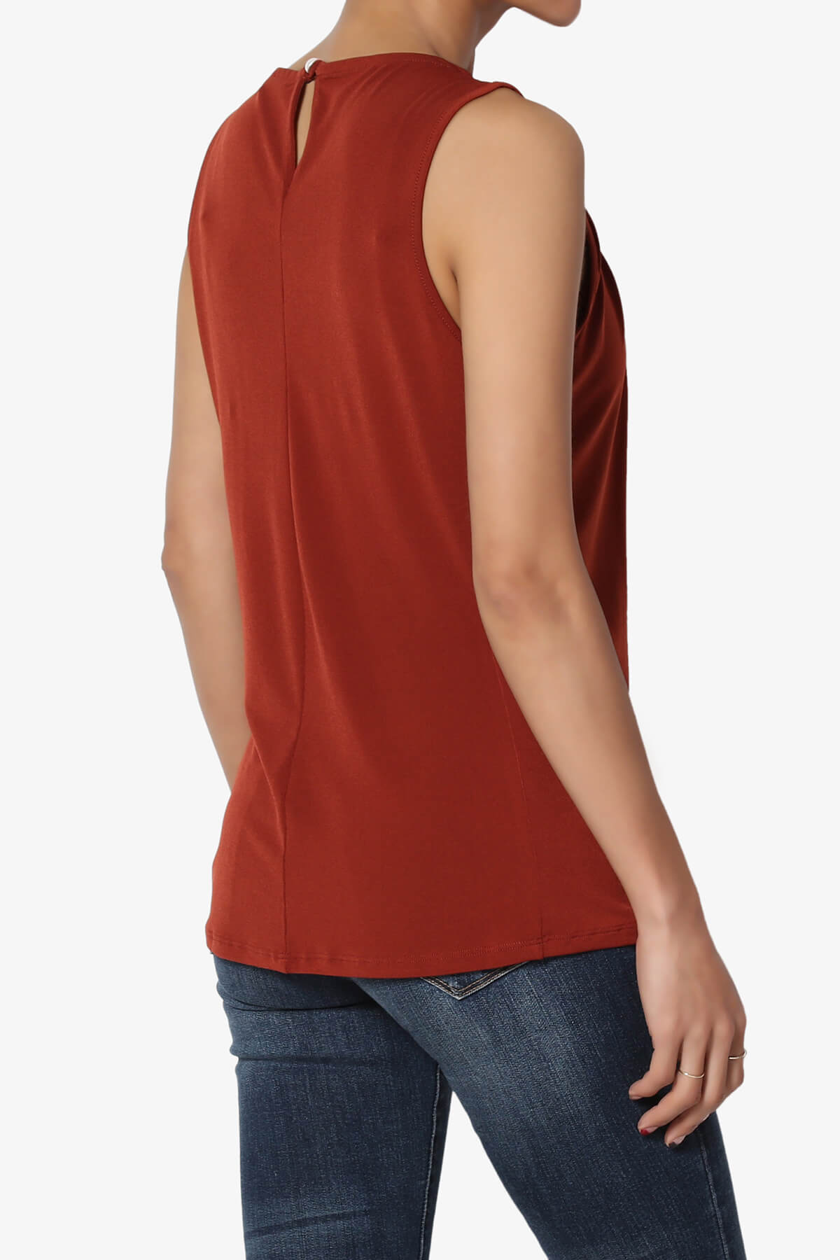 Chaffee Pleat Neck Tank Top DARK RUST_4