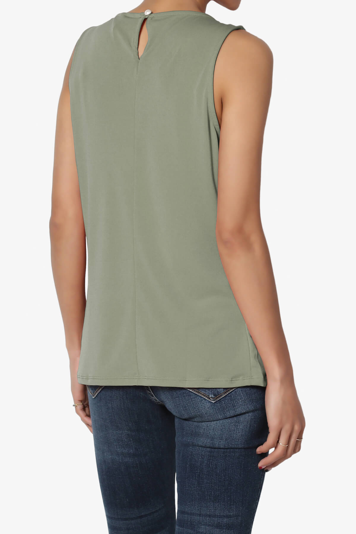 Chaffee Pleat Neck Tank Top DUSTY OLIVE_4