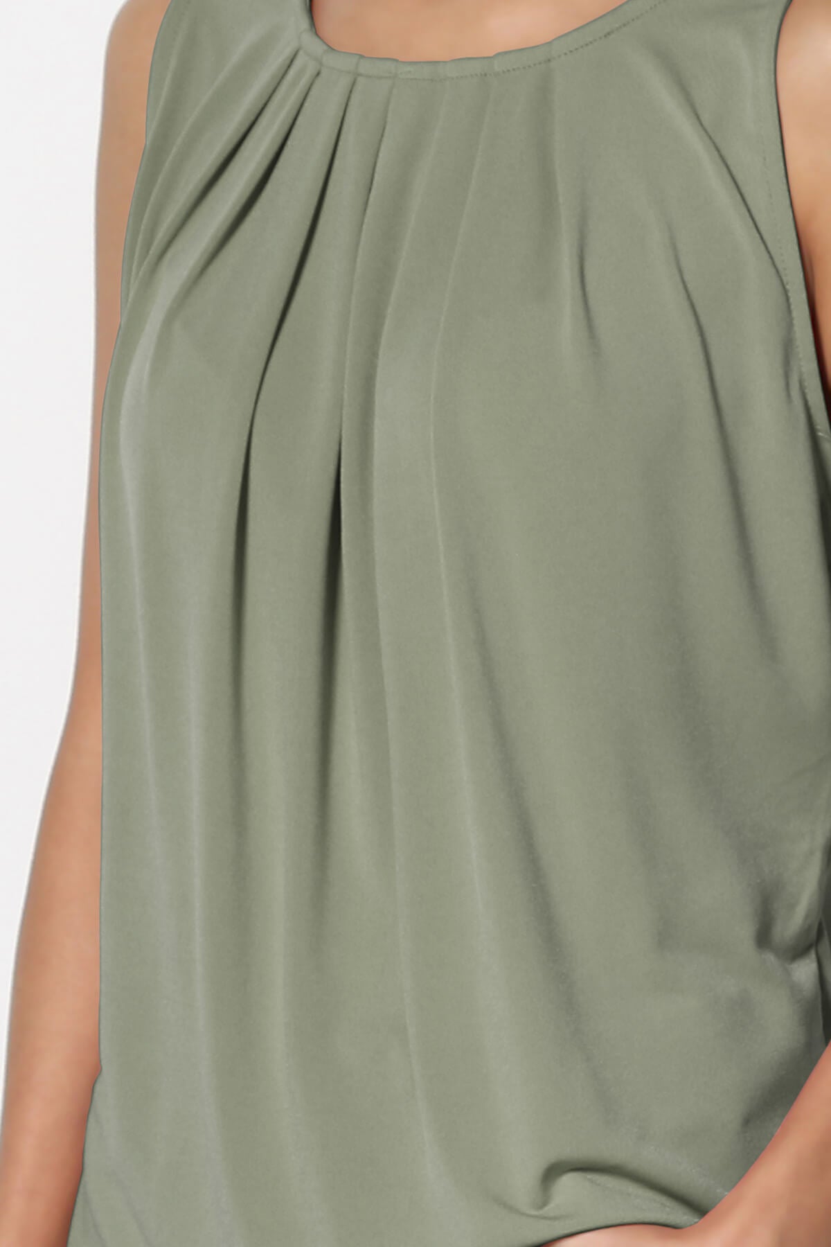Load image into Gallery viewer, Chaffee Pleat Neck Tank Top DUSTY OLIVE_5
