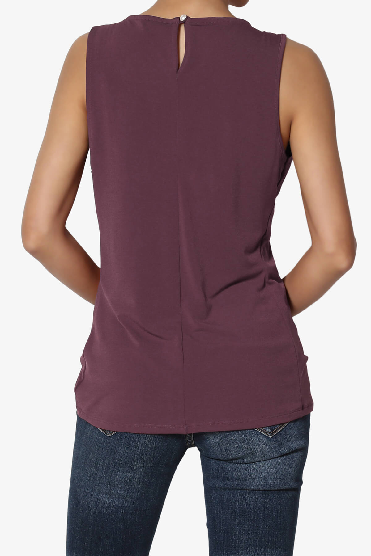 Load image into Gallery viewer, Chaffee Pleat Neck Tank Top DUSTY PLUM_2
