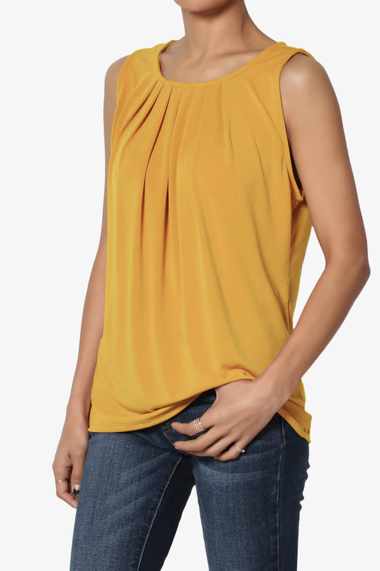 Load image into Gallery viewer, Chaffee Pleat Neck Tank Top GOLDEN MUSTARD_3
