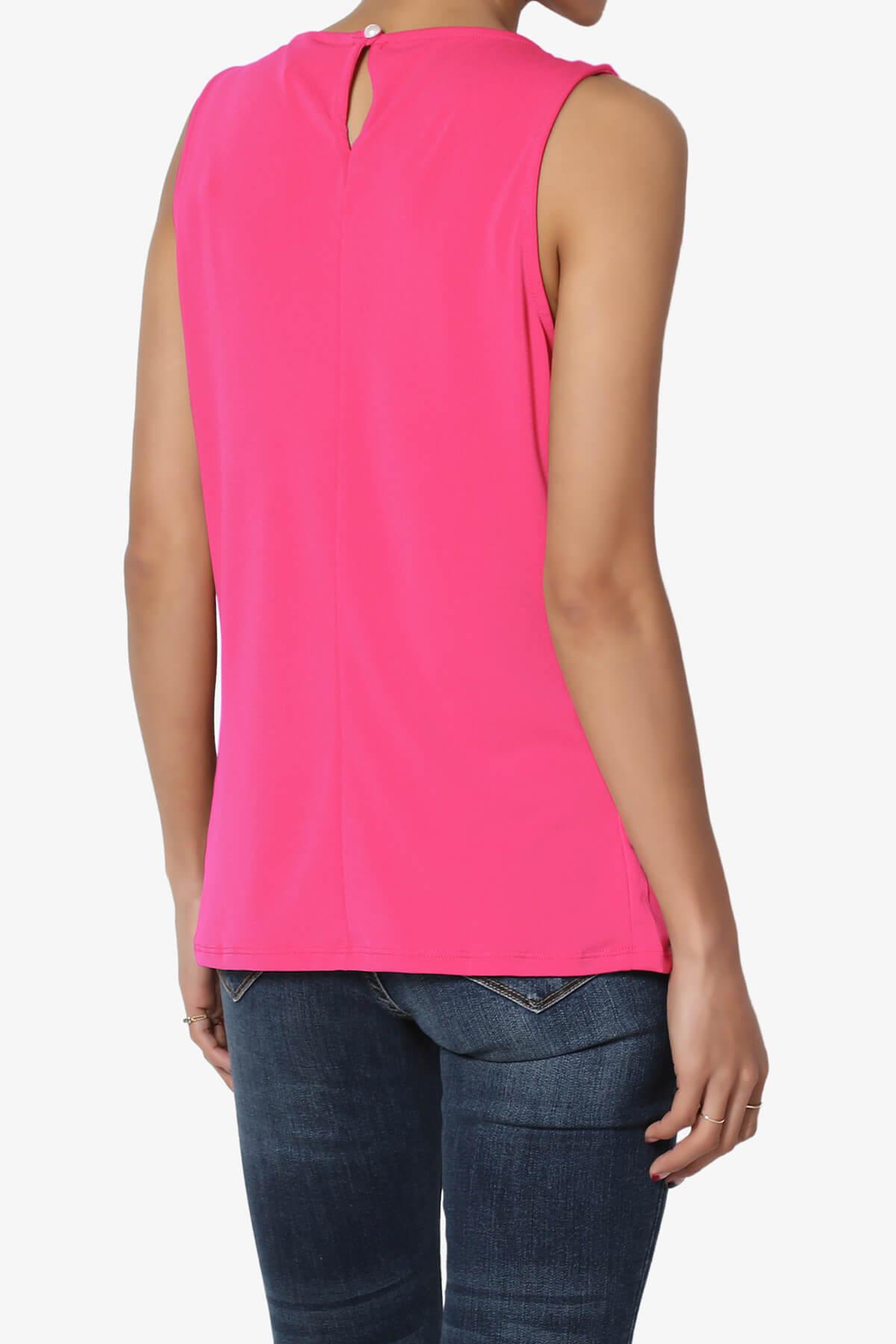 Load image into Gallery viewer, Chaffee Pleat Neck Tank Top HOT PINK_4
