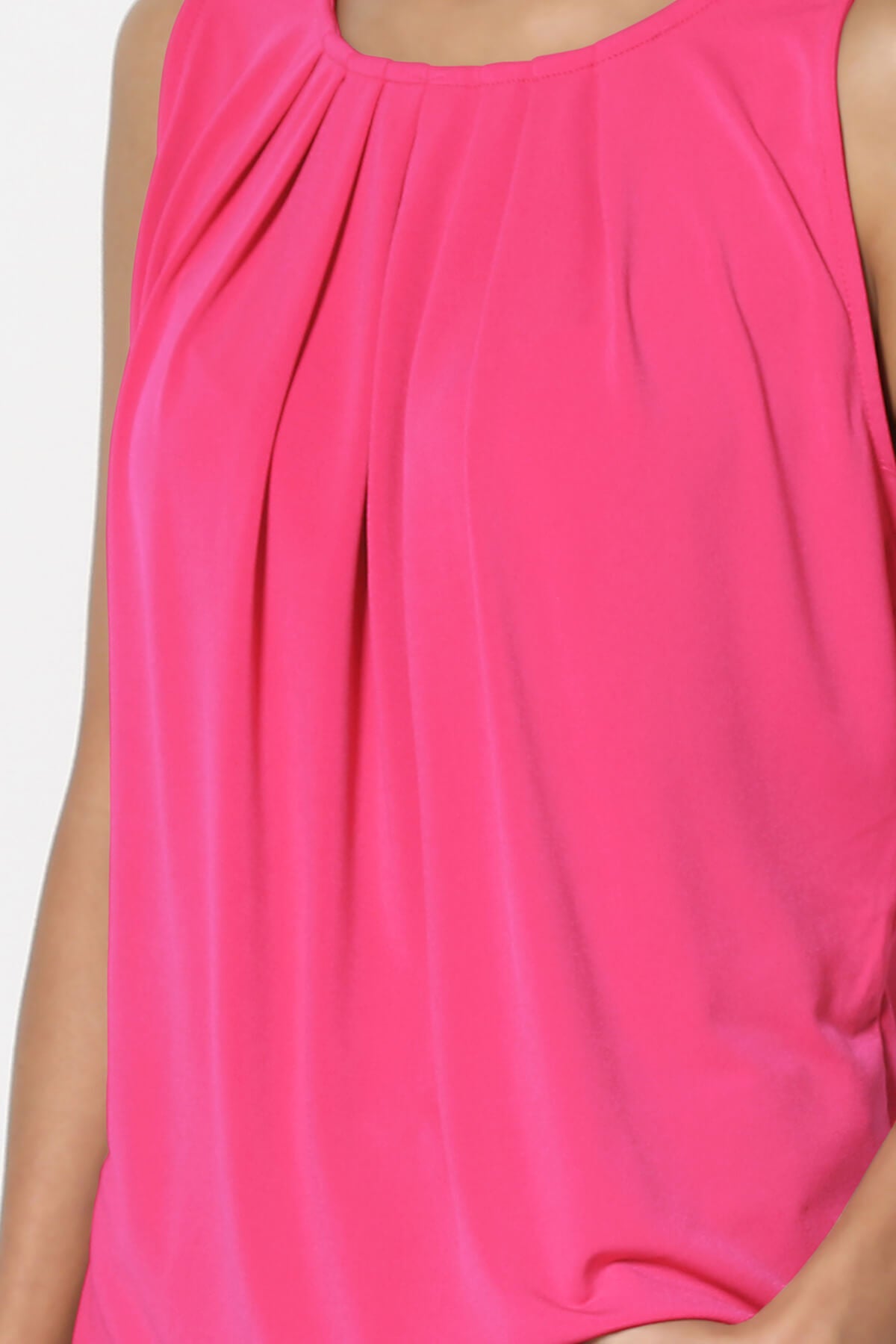 Chaffee Pleat Neck Tank Top HOT PINK_5
