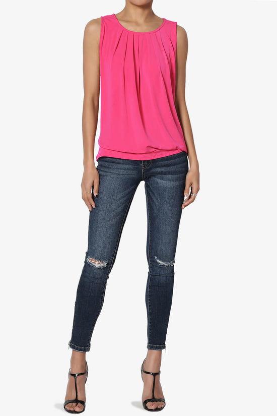 Chaffee Pleat Neck Tank Top HOT PINK_6