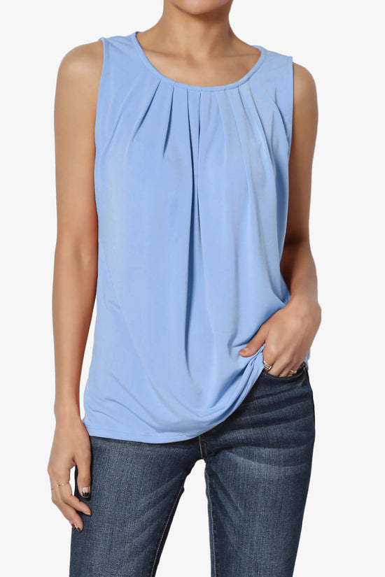 Load image into Gallery viewer, Chaffee Pleat Neck Tank Top LIGHT BLUE_1
