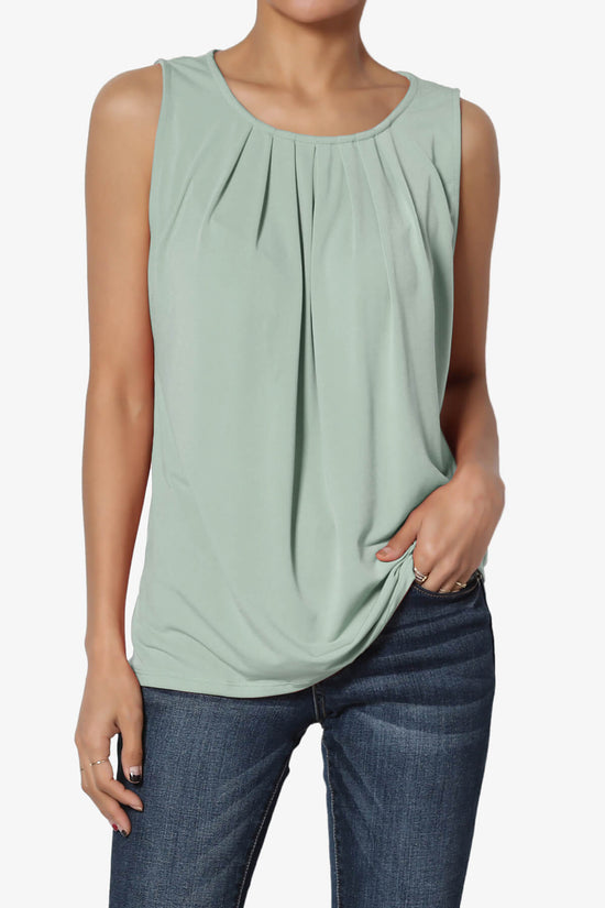 Load image into Gallery viewer, Chaffee Pleat Neck Tank Top LIGHT GREEN_1
