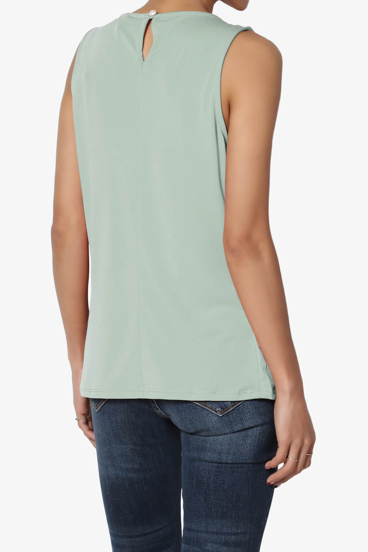 Load image into Gallery viewer, Chaffee Pleat Neck Tank Top LIGHT GREEN_4
