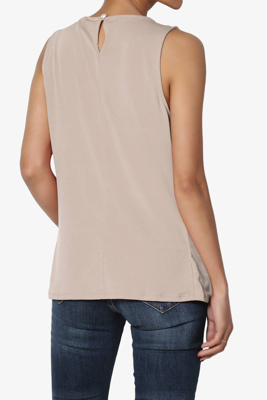 Chaffee Pleat Neck Tank Top LIGHT MOCHA_2