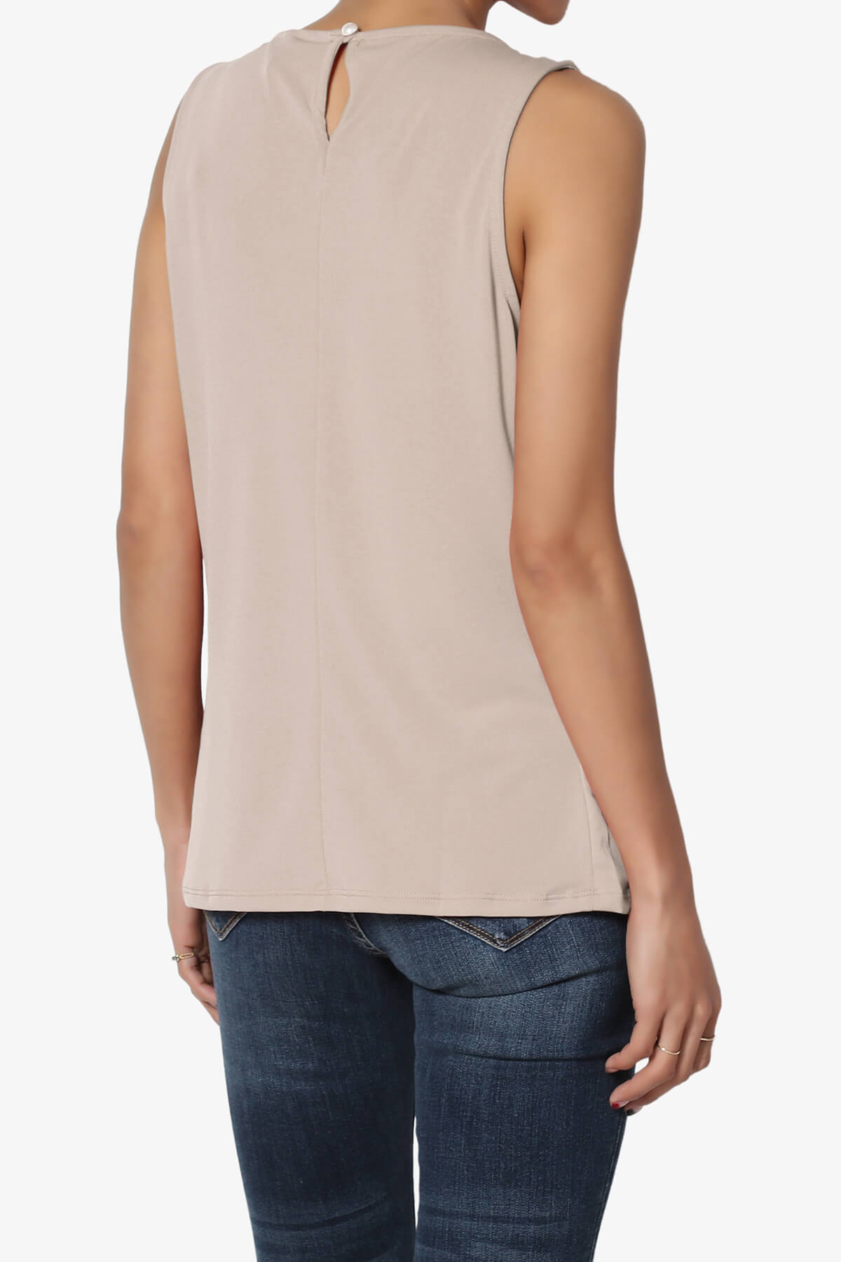 Chaffee Pleat Neck Tank Top LIGHT MOCHA_4