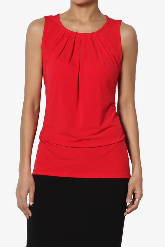 Chaffee Pleat Neck Tank Top RED_1