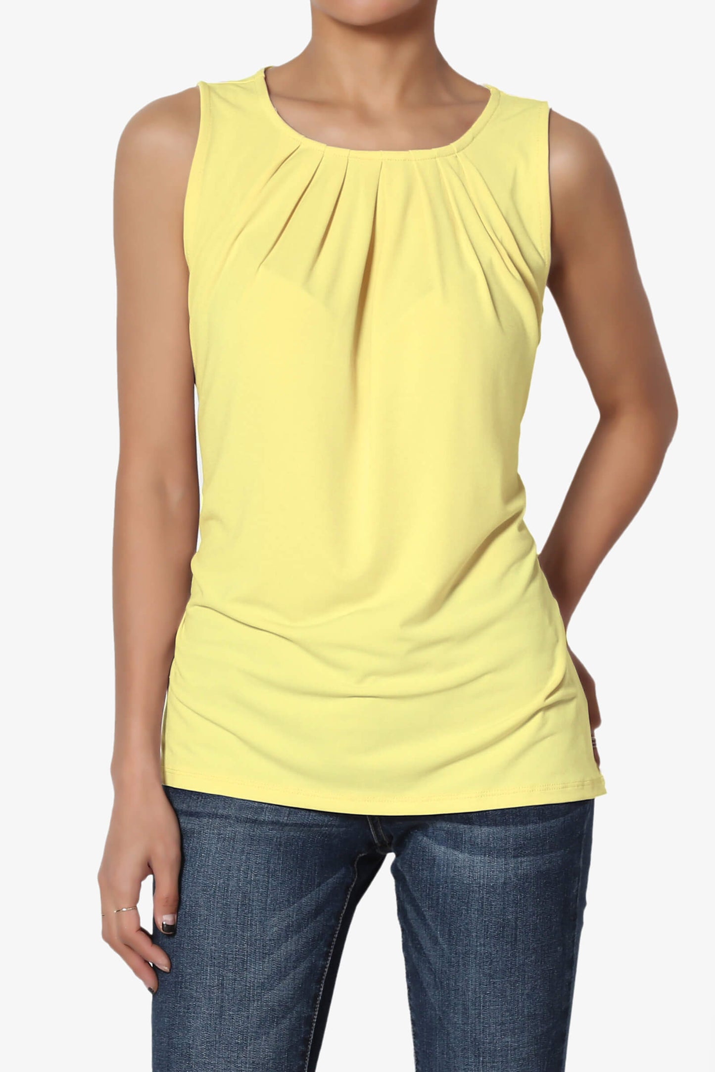 Chaffee Pleat Neck Tank Top YELLOW_1