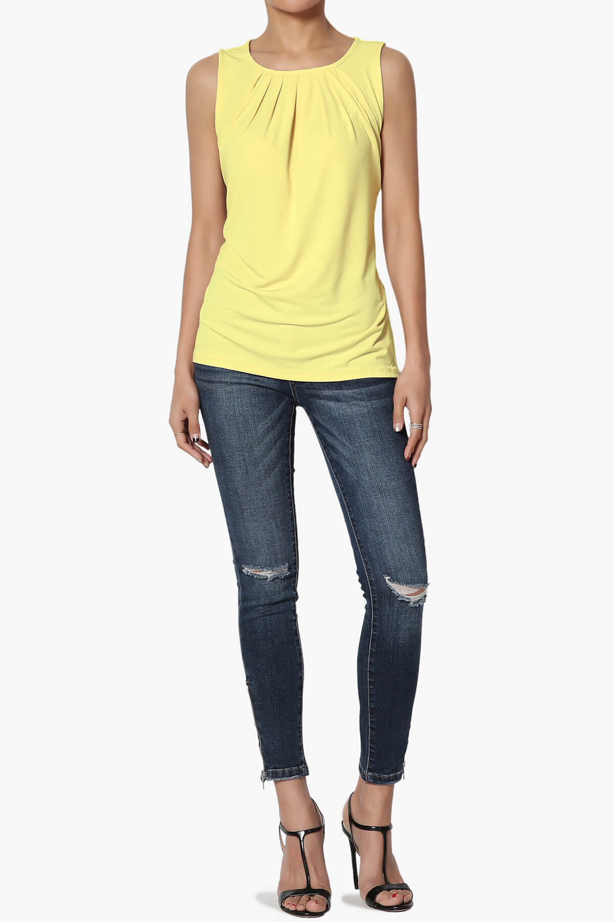 Chaffee Pleat Neck Tank Top YELLOW_6