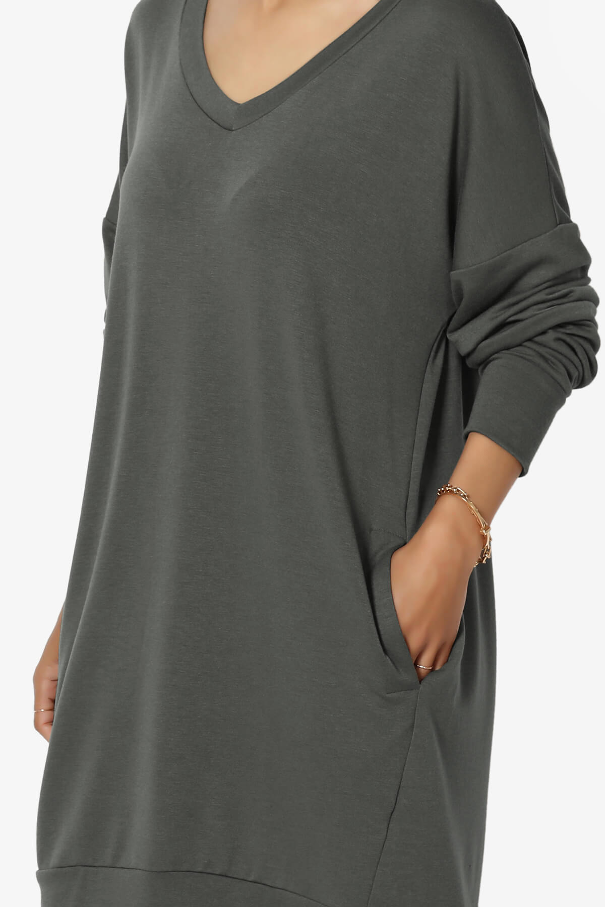 Load image into Gallery viewer, Chrissy V-Neck Pocket Soft Terry Tunic ASH GREY_5
