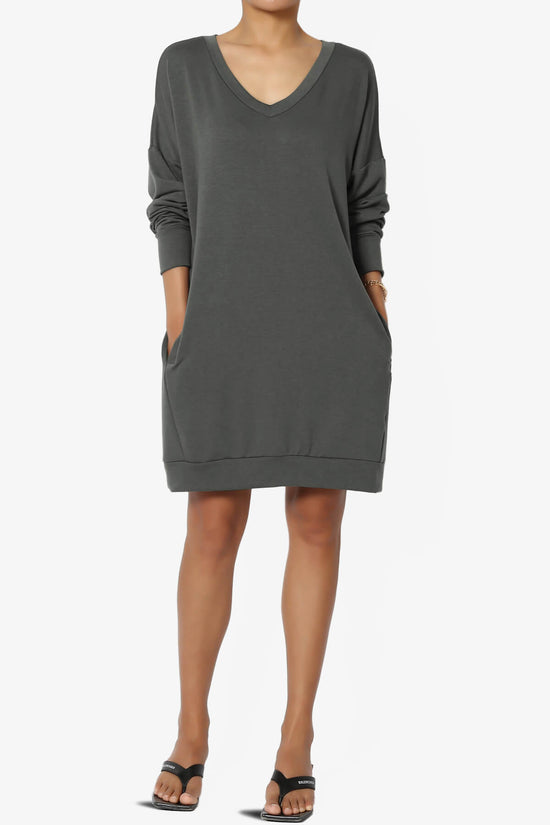 Load image into Gallery viewer, Chrissy V-Neck Pocket Soft Terry Tunic ASH GREY_6
