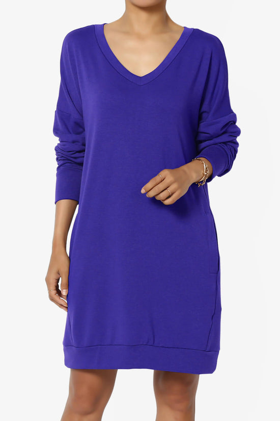 Load image into Gallery viewer, Chrissy V-Neck Pocket Soft Terry Tunic BRIGHT BLUE_1
