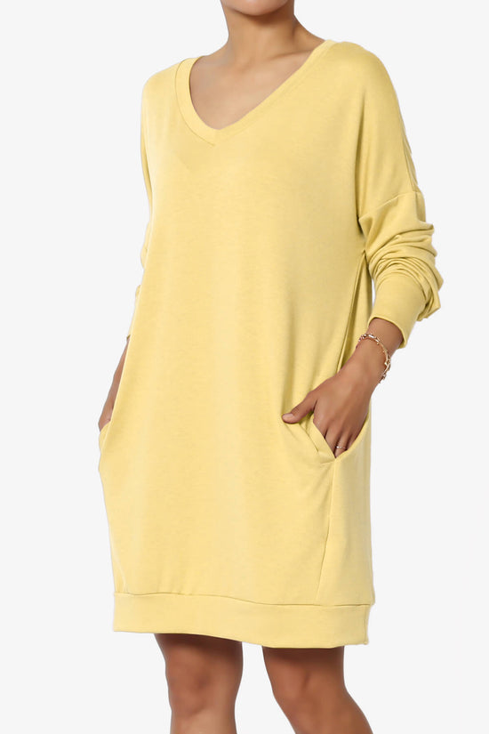 Load image into Gallery viewer, Chrissy V-Neck Pocket Soft Terry Tunic DUSTY BANANA_3
