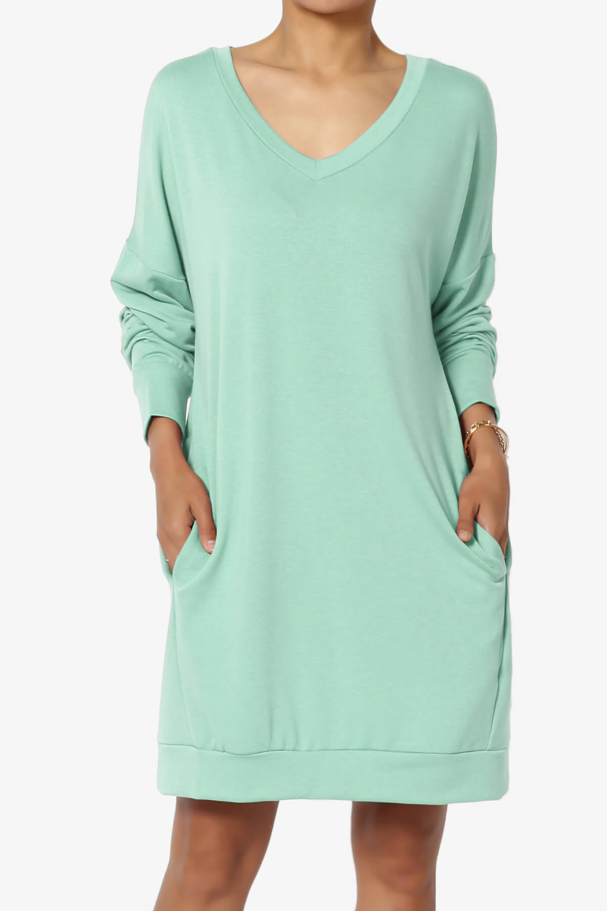 Load image into Gallery viewer, Chrissy V-Neck Pocket Soft Terry Tunic DUSTY GREEN_1
