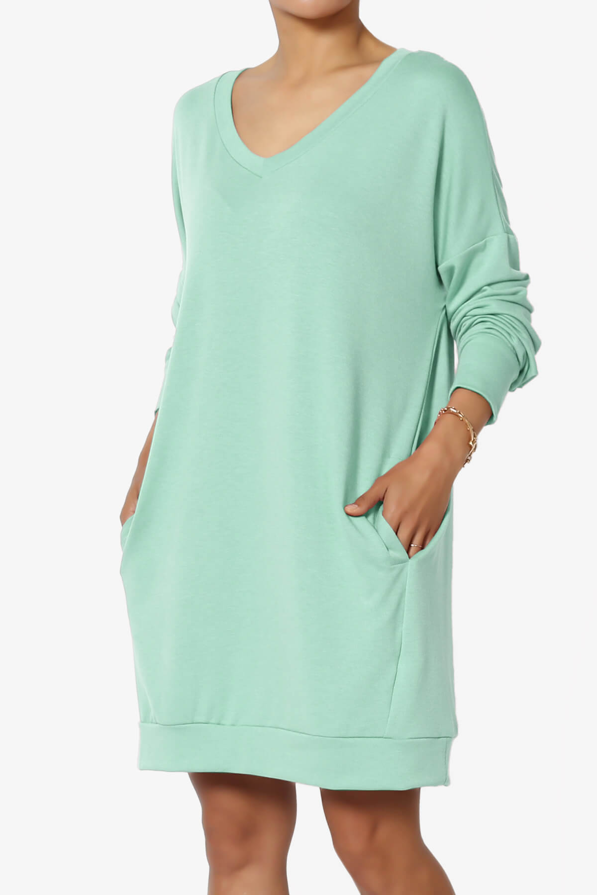Load image into Gallery viewer, Chrissy V-Neck Pocket Soft Terry Tunic DUSTY GREEN_3
