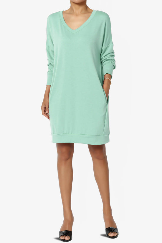 Load image into Gallery viewer, Chrissy V-Neck Pocket Soft Terry Tunic DUSTY GREEN_6
