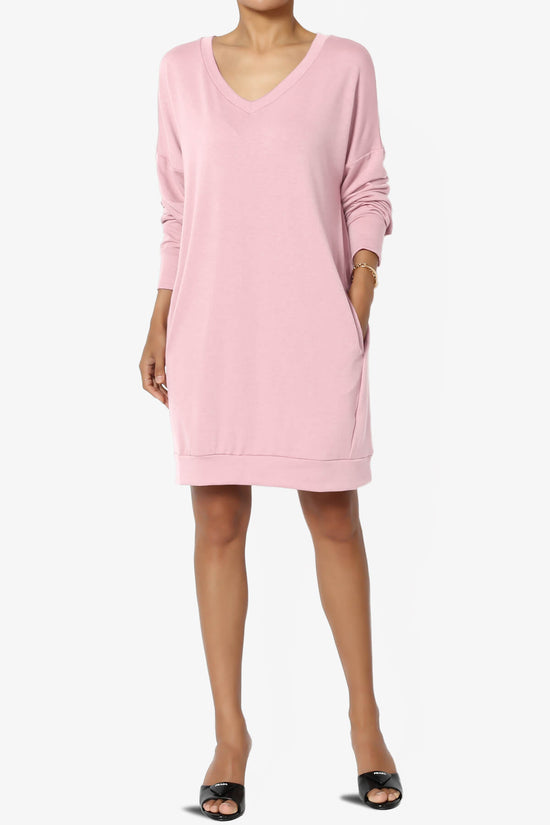 Load image into Gallery viewer, Chrissy V-Neck Pocket Soft Terry Tunic DUSTY PINK_6
