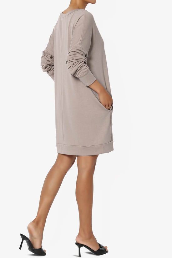Load image into Gallery viewer, Chrissy V-Neck Pocket Soft Terry Tunic LIGHT MOCHA_4
