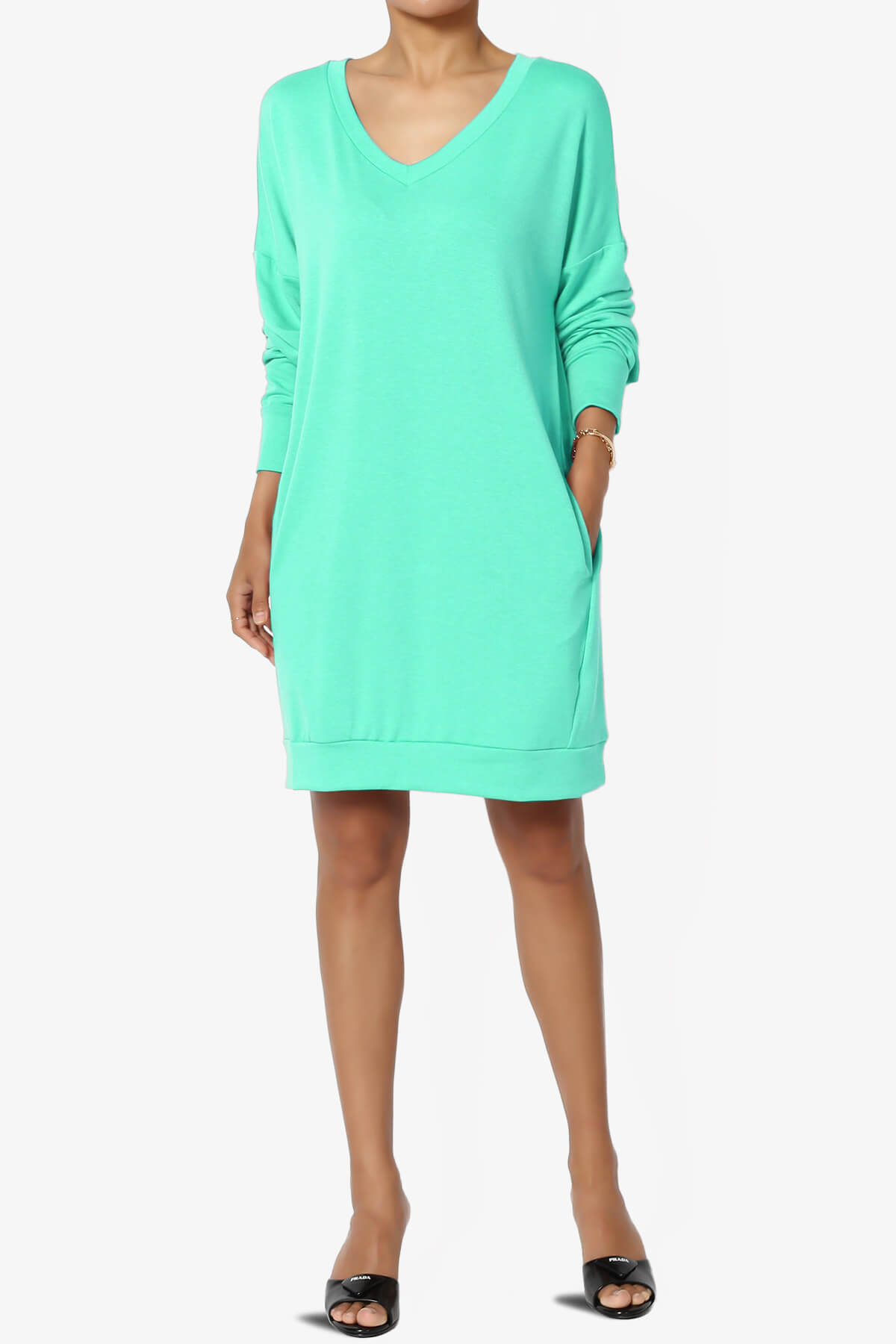 Load image into Gallery viewer, Chrissy V-Neck Pocket Soft Terry Tunic MINT_6
