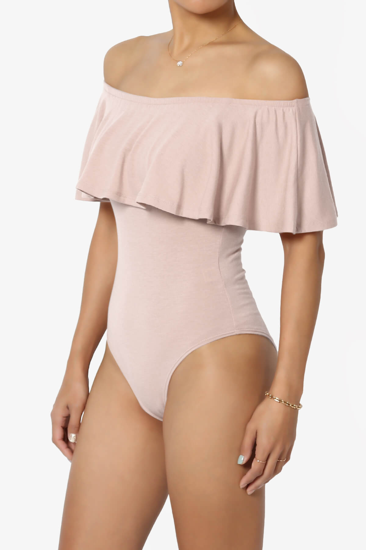 Load image into Gallery viewer, Cobra Ruffle Off Shoulder Bodysuit DUSTY BLUSH_3
