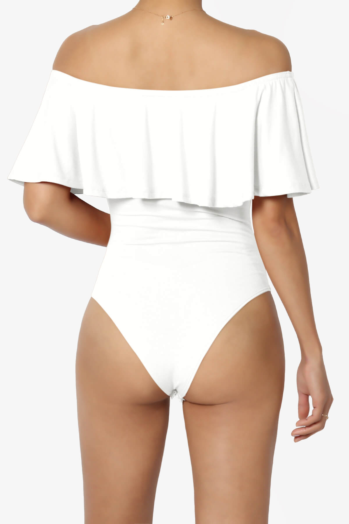 Load image into Gallery viewer, Cobra Ruffle Off Shoulder Bodysuit IVORY_2

