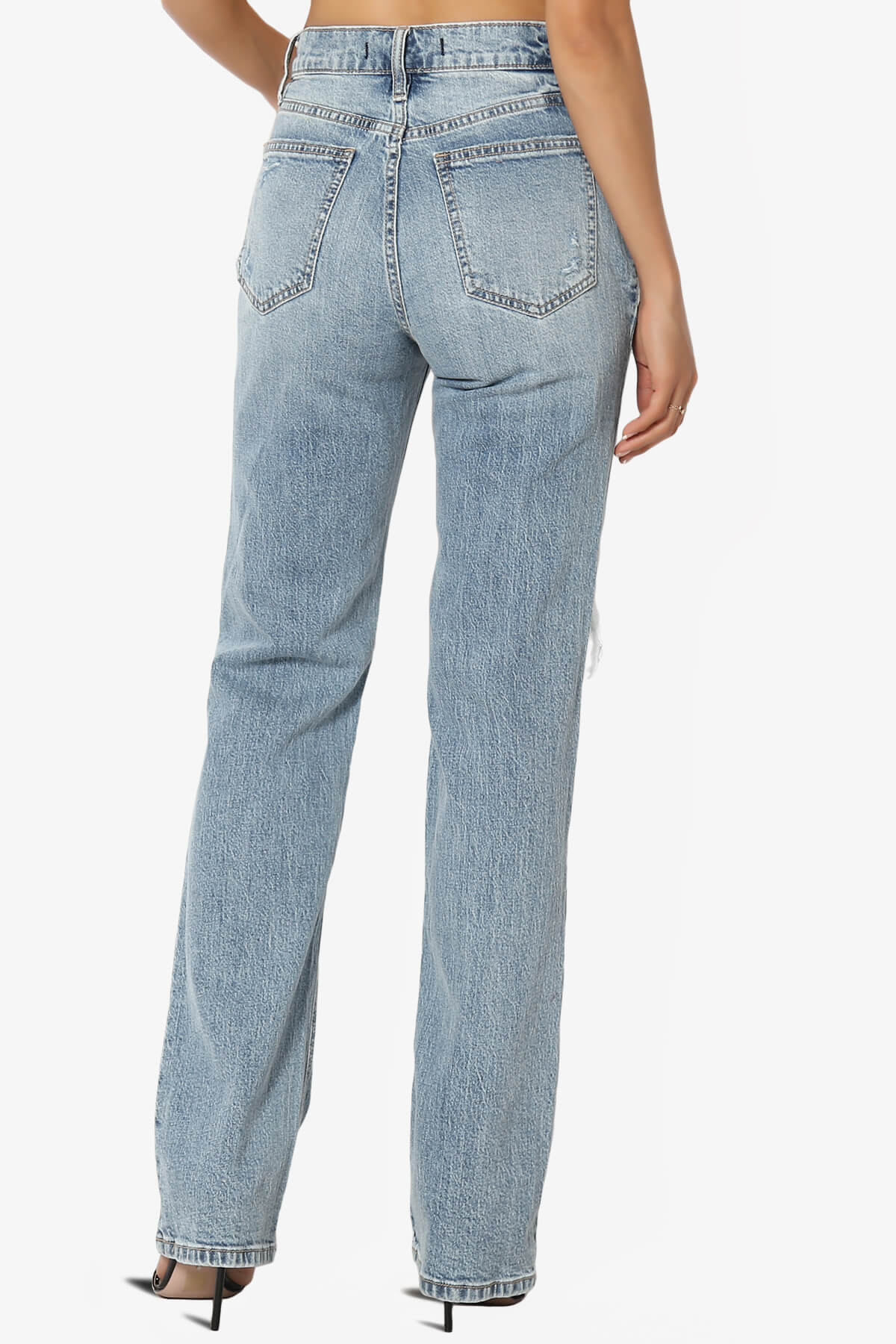 Load image into Gallery viewer, Codi High Rise Dad Jeans in Distressed Med MEDIUM_2
