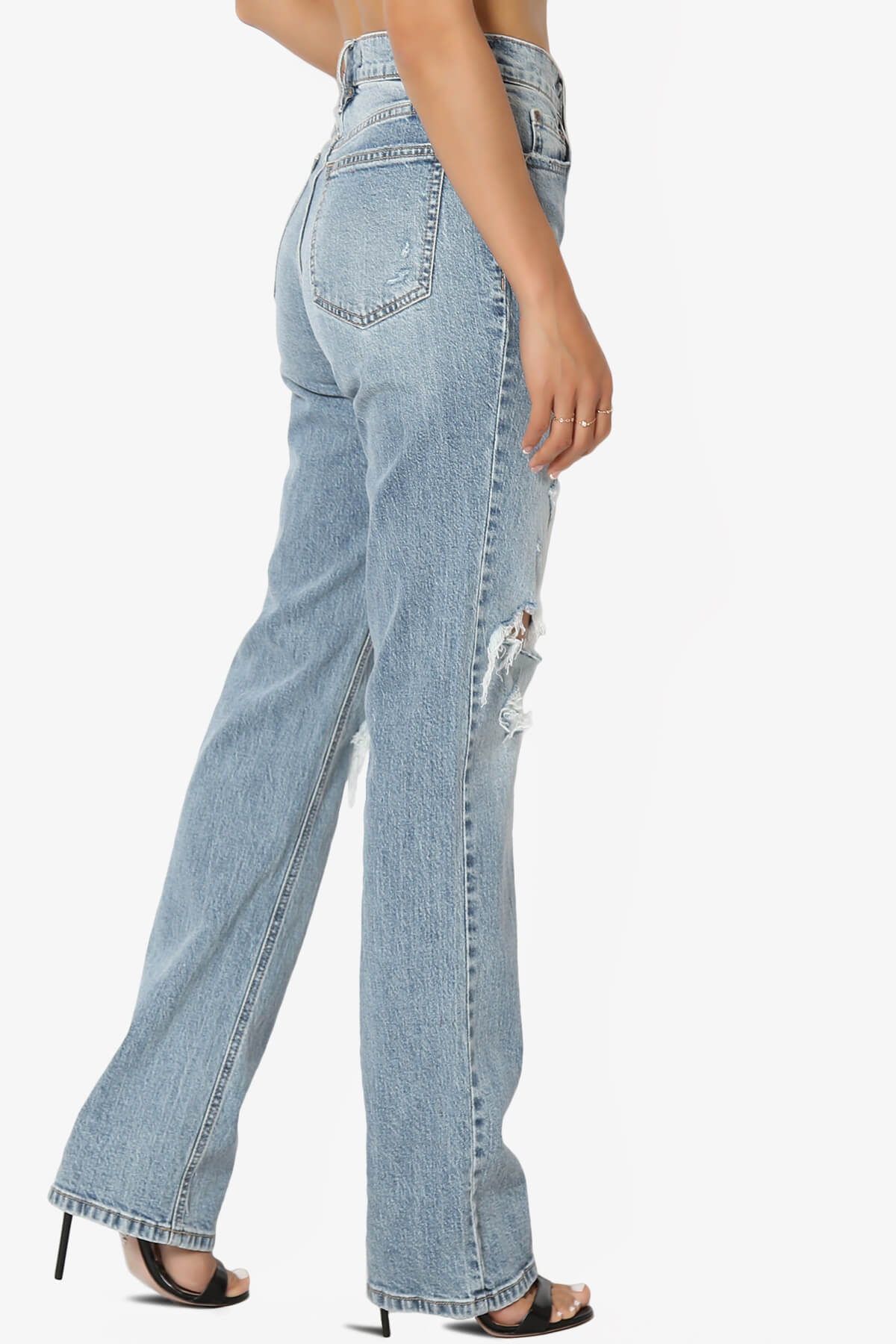 Load image into Gallery viewer, Codi High Rise Dad Jeans in Distressed Med MEDIUM_4
