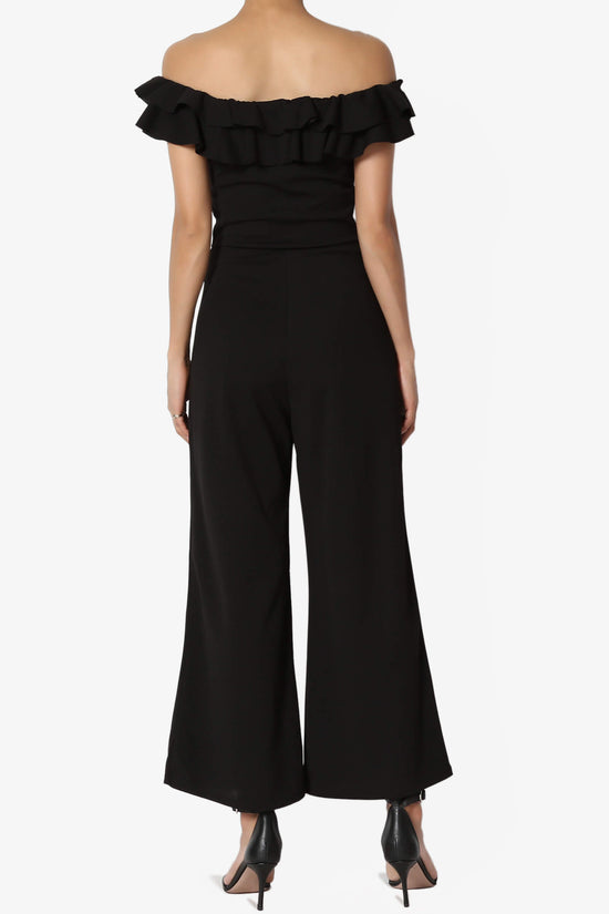 Load image into Gallery viewer, Sarno Ruffle Off Shoulder Wide Leg Jumpsuit BLACK_2
