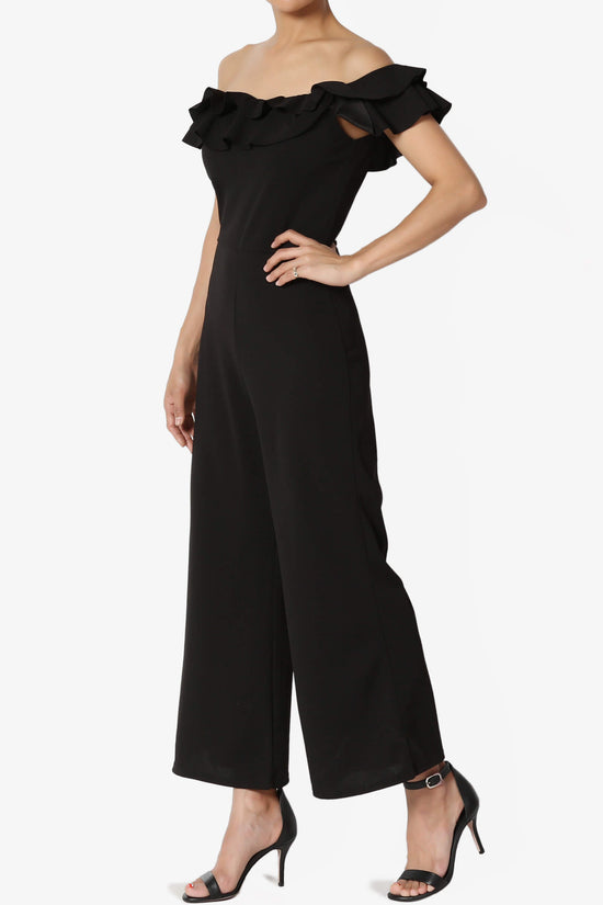 Load image into Gallery viewer, Sarno Ruffle Off Shoulder Wide Leg Jumpsuit BLACK_3
