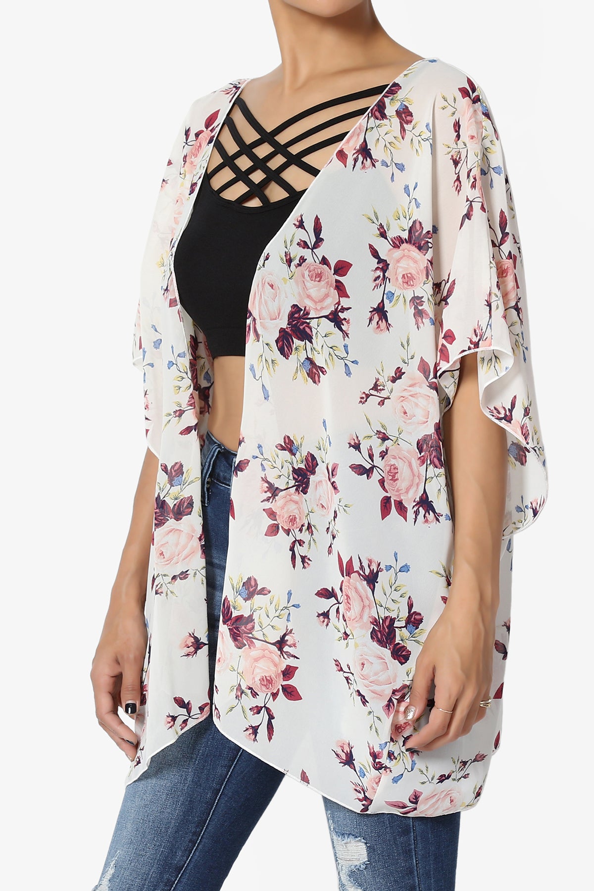 Sharpin Floral Cover Up Cardigan PLUS_WHITE_3