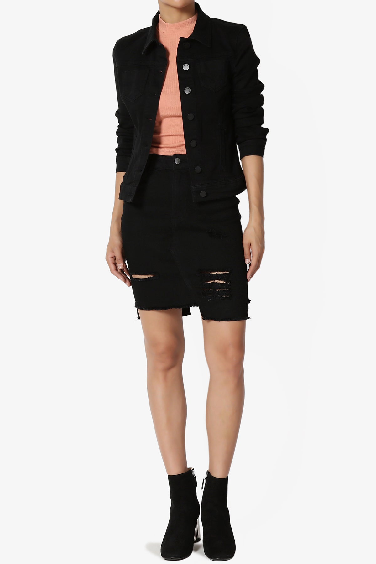 Load image into Gallery viewer, Nyssa Distressed Denim Skirt
