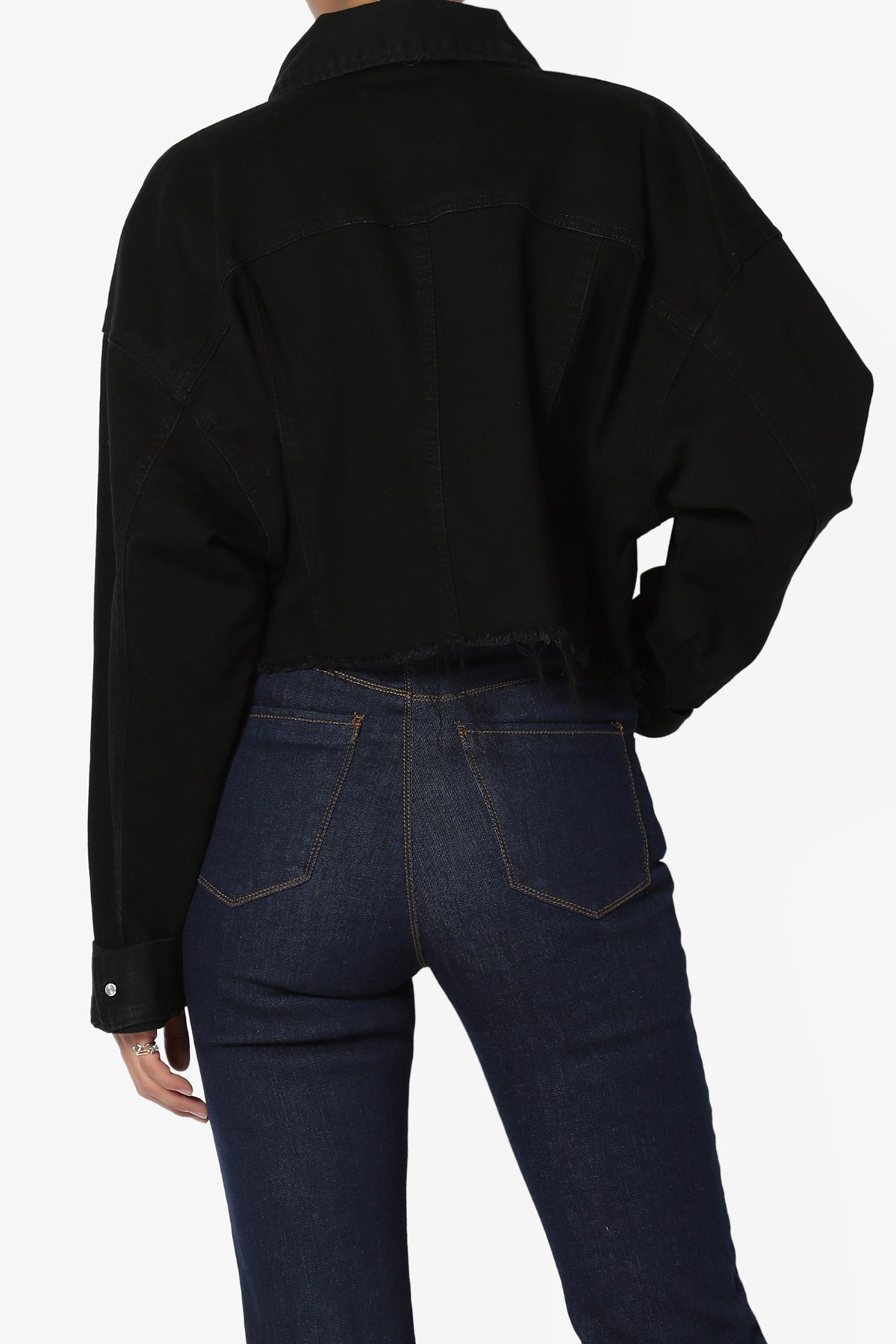 Load image into Gallery viewer, Addiy Oversized Cropped Denim Jacket BLACK_2
