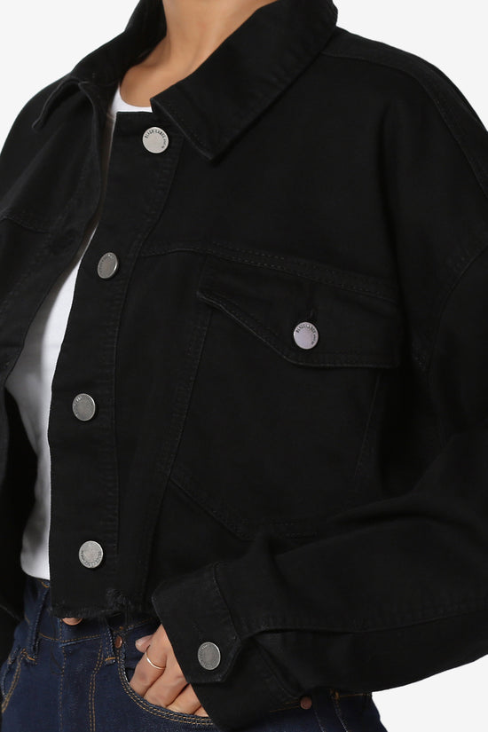 Load image into Gallery viewer, Addiy Oversized Cropped Denim Jacket BLACK_5
