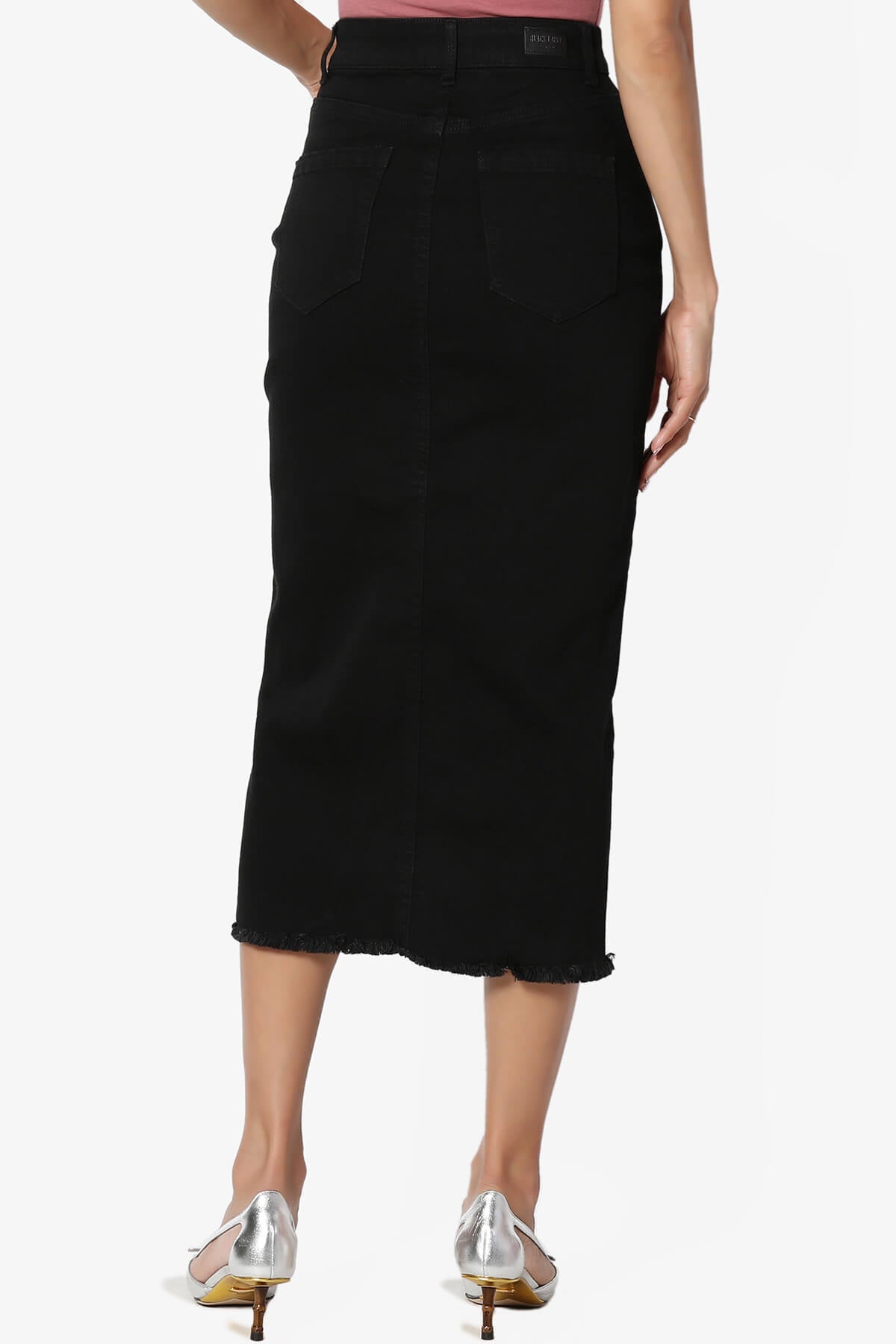 Load image into Gallery viewer, Dessie Buttoned Midi Denim Skirt BLACK_2
