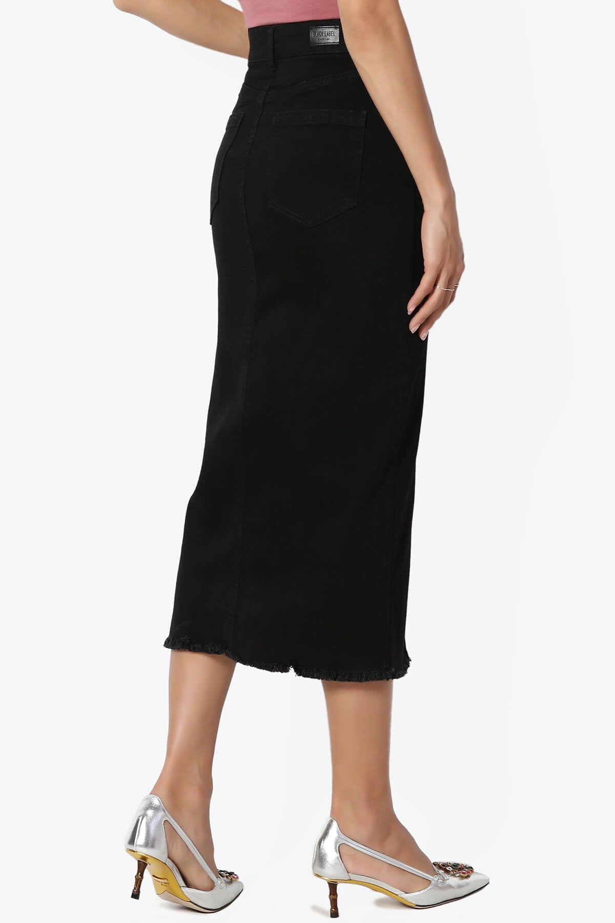 Load image into Gallery viewer, Dessie Buttoned Midi Denim Skirt BLACK_4

