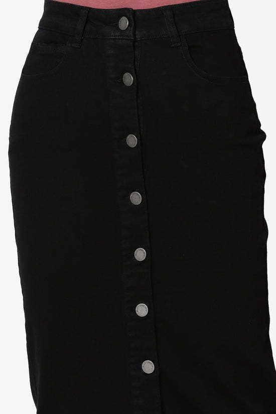 Load image into Gallery viewer, Dessie Buttoned Midi Denim Skirt BLACK_5
