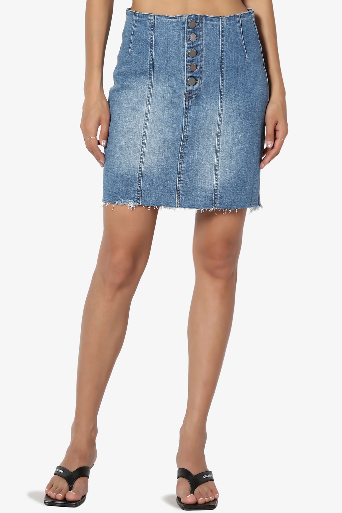 Load image into Gallery viewer, Sienna Button High Rise Denim Skirt
