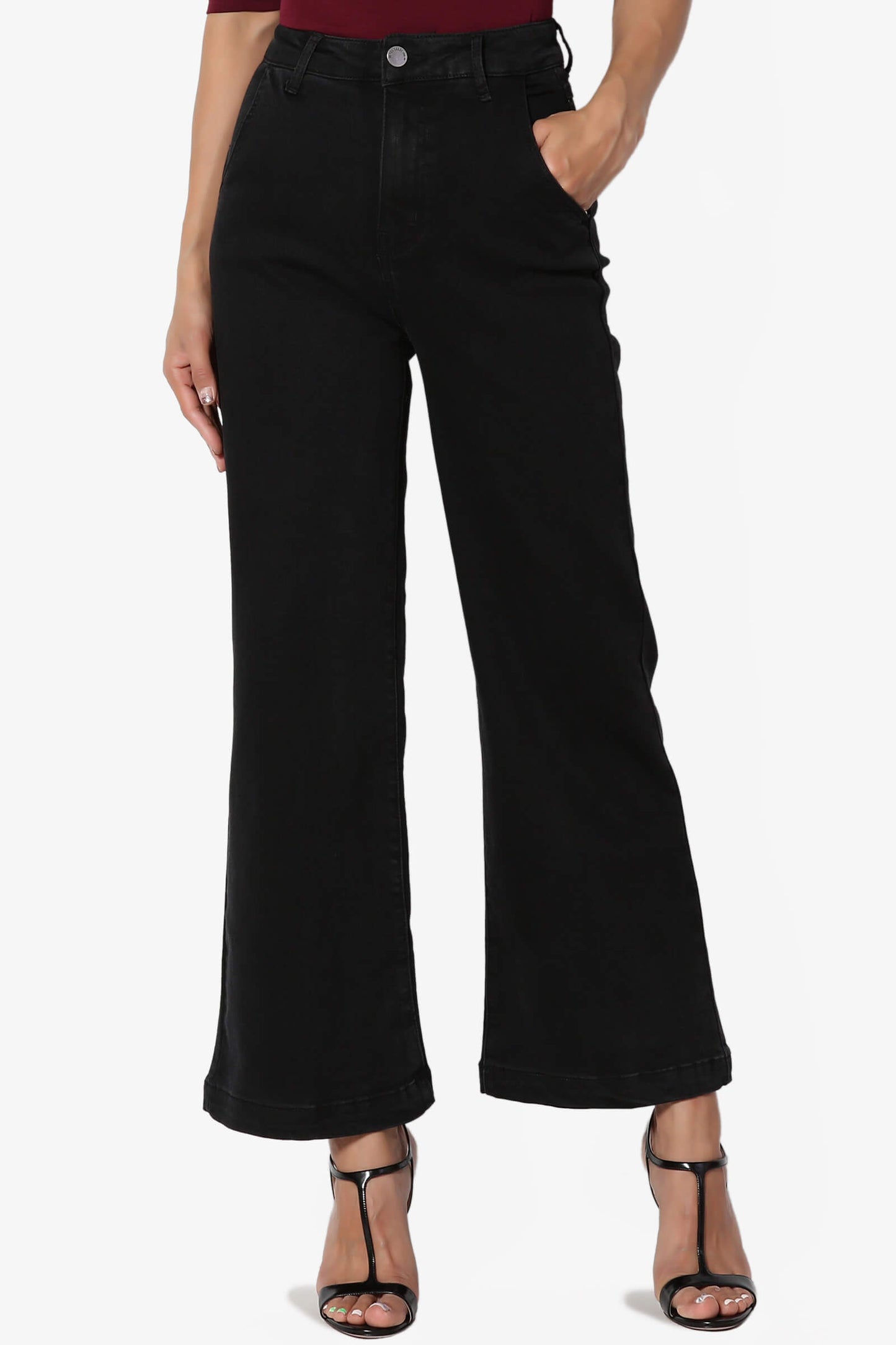 Load image into Gallery viewer, Nellie High Waist Crop Culotte Jeans BLACK_1
