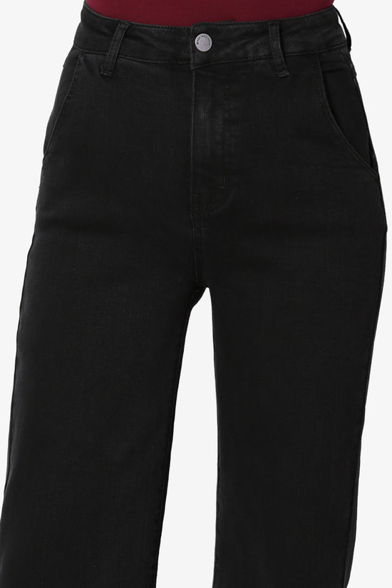 Load image into Gallery viewer, Nellie High Waist Crop Culotte Jeans BLACK_5
